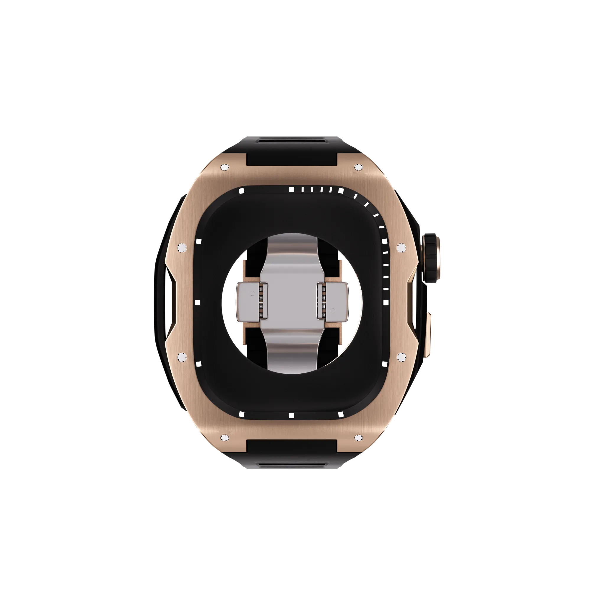 Reqior Apple Watch 45mm Case with Rubber Strap (Rose Gold/Black)