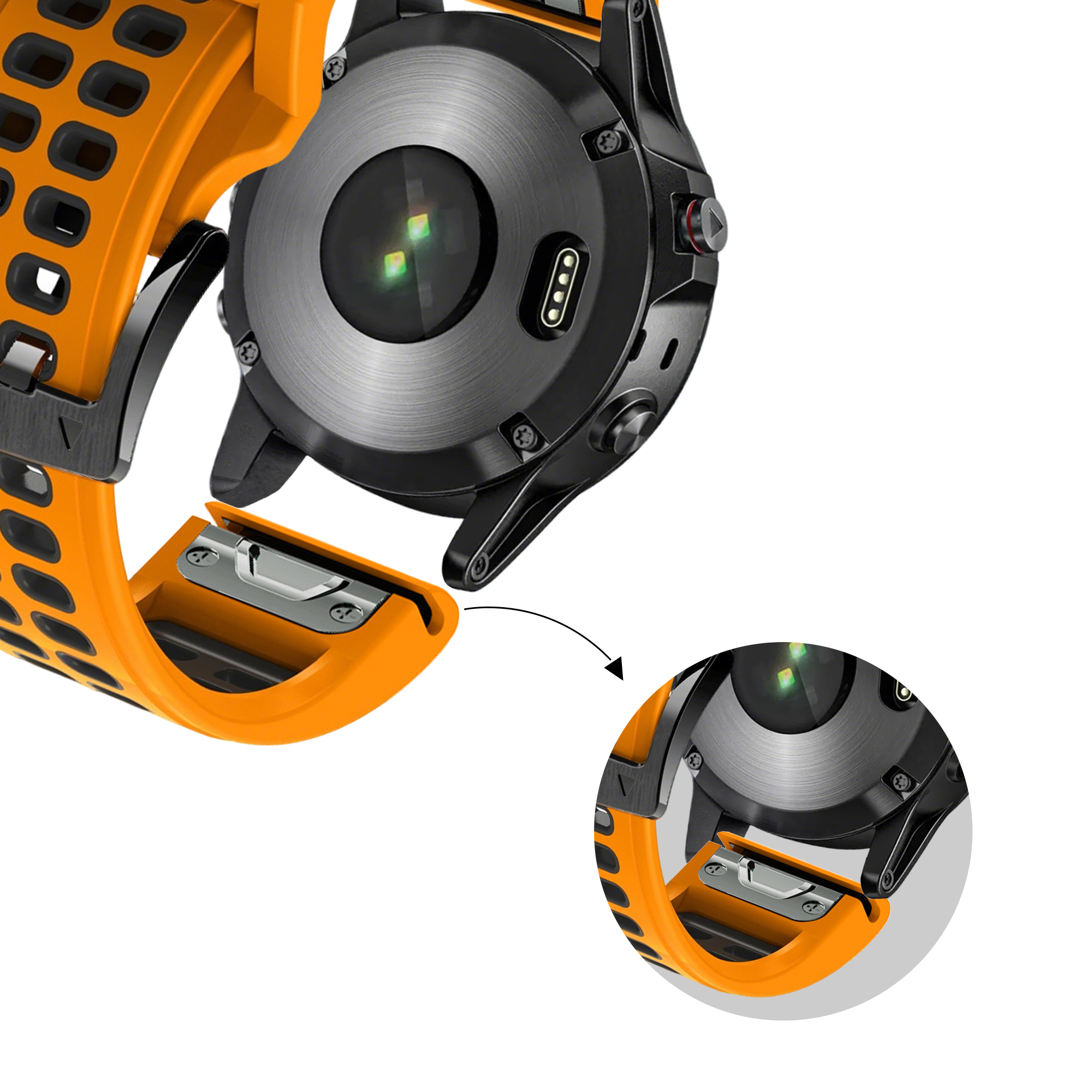 Bandz Bracelet sport avec boucle Garmin Instinct 2x (orange/noir)