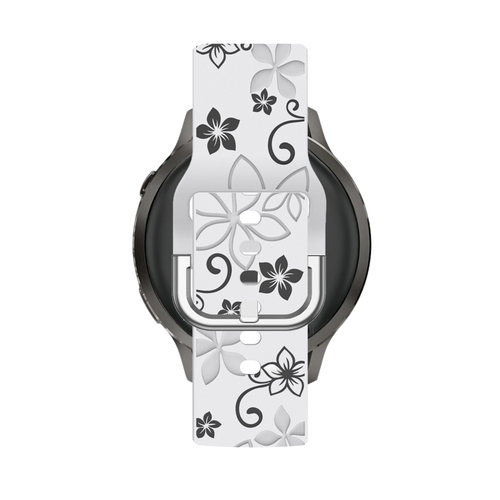 Bandz Bracelet silicone 'Fleurs' Garmin Approach J1 (blanc/noir)