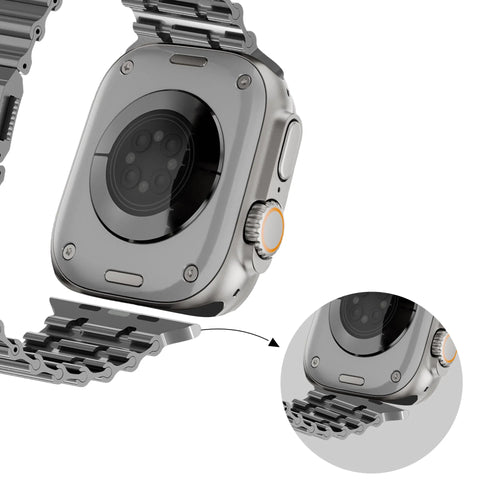Bandz Bracelet acier 'Ocean' Apple Watch Premium (titane gris)