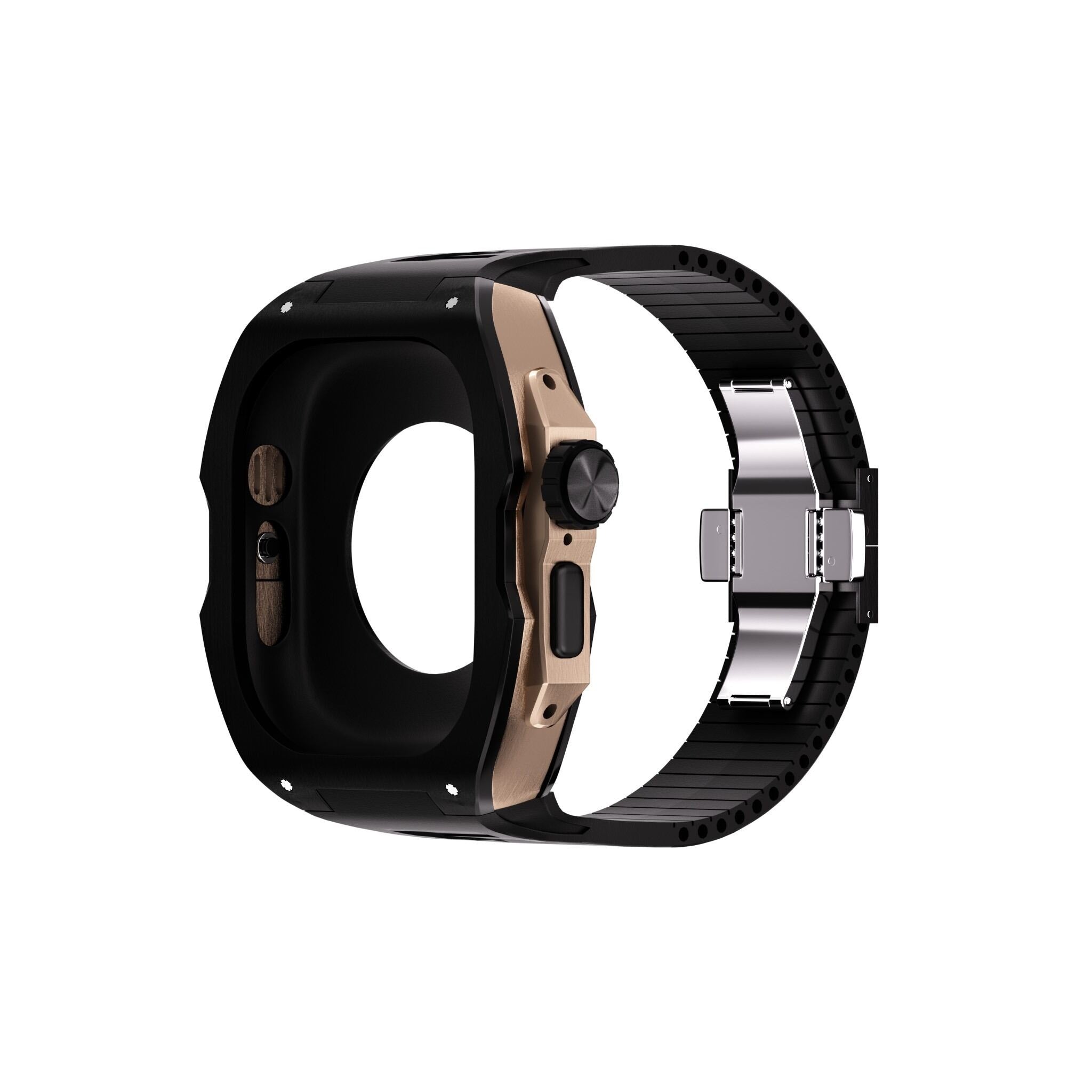 Reqior Boîtier avec bracelet en caoutchouc Apple Watch Ultra (noir/rose or)