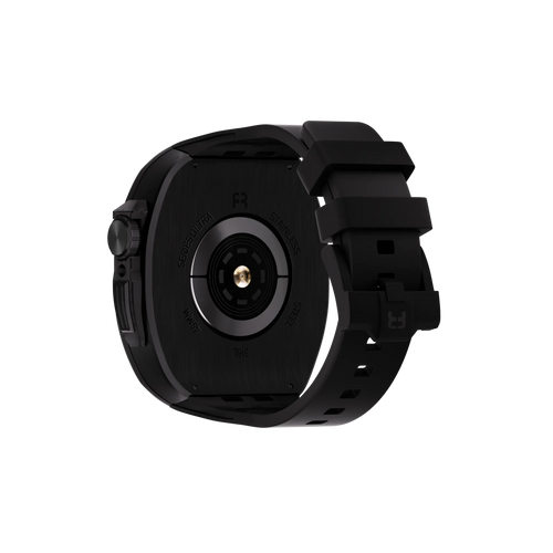 Reqior Boîtier en polymère et acier avec bracelet en caoutchouc Apple Watch 45mm (noir)