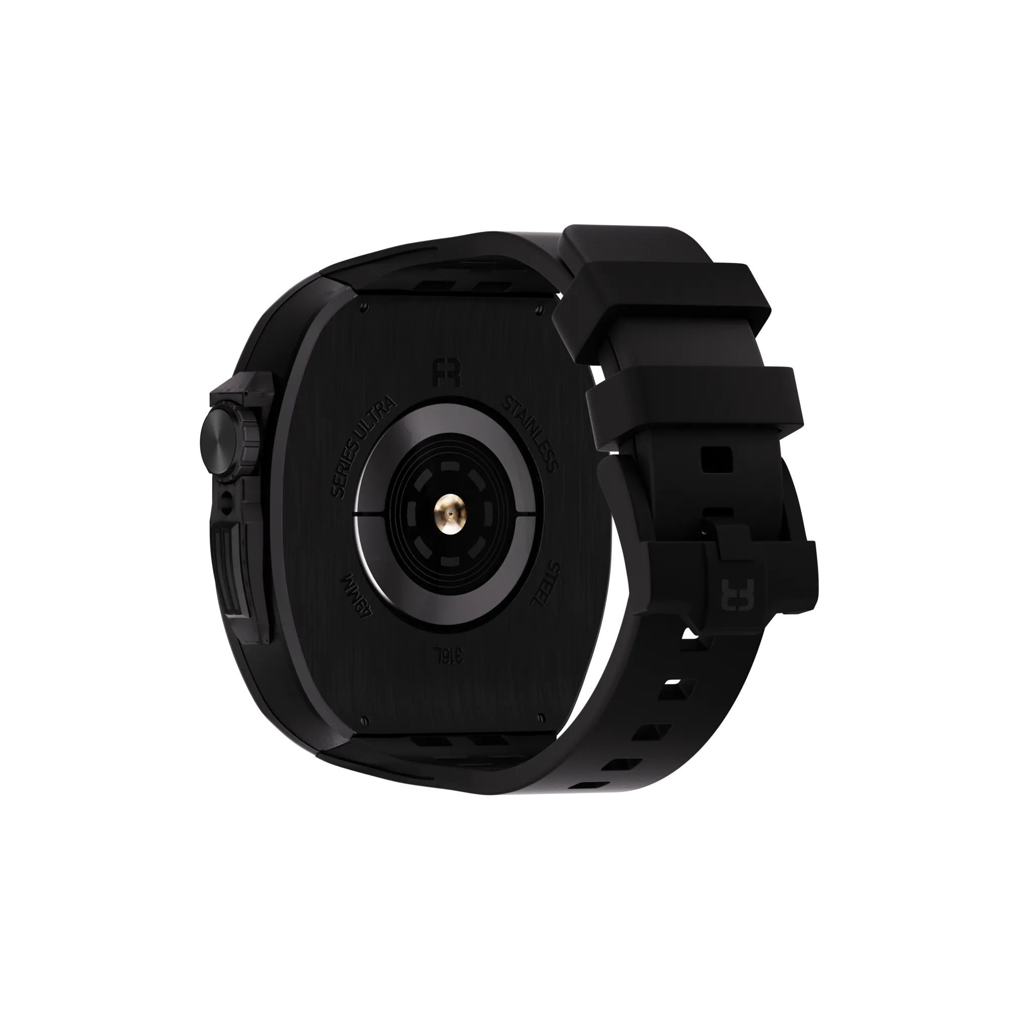 Reqior Boîtier en polymère et acier avec bracelet en caoutchouc Apple Watch 45mm (noir)