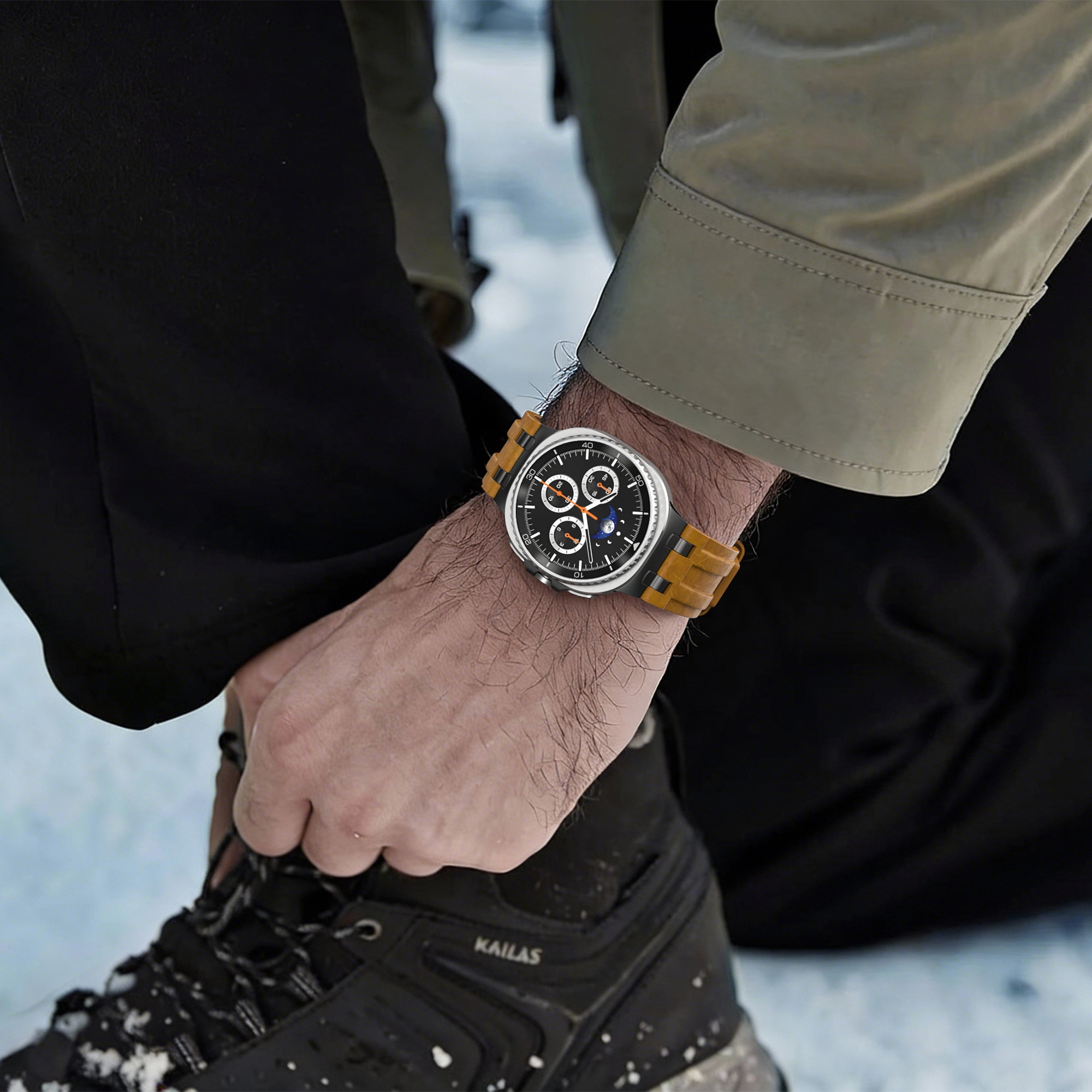 Bracelet cuir solide Samsung Galaxy Watch 8 - 44mm (marron)