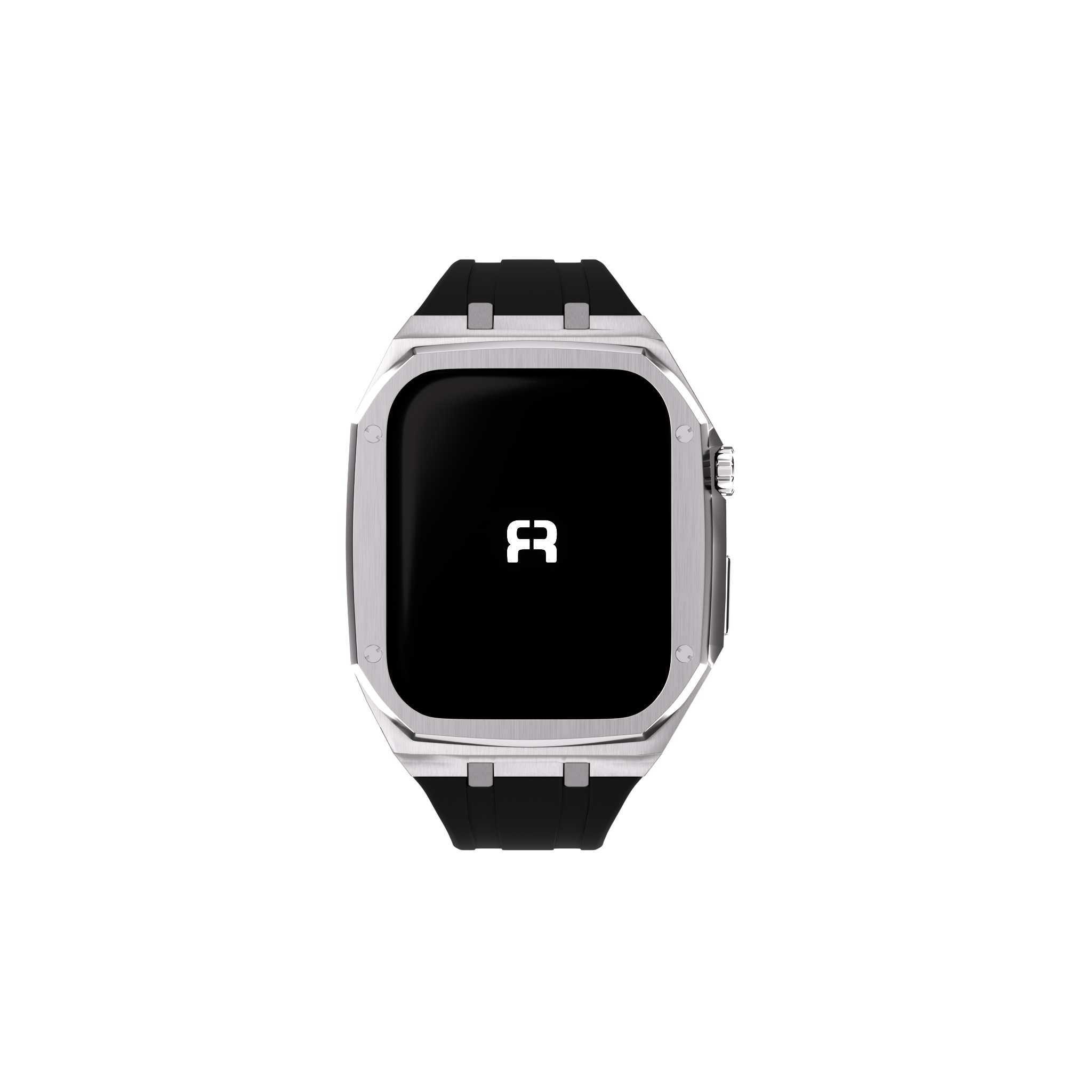 Reqior Boîtier en metal avec bracelet en caoutchouc Apple Watch 45mm (argent)