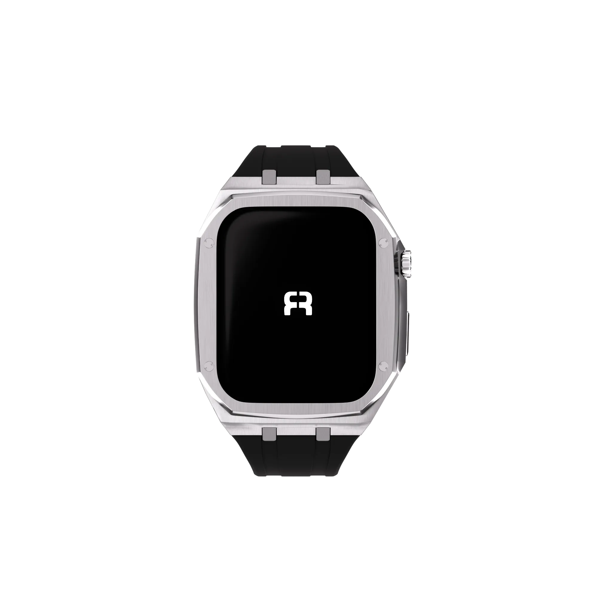 Reqior Apple Watch 45mm Metal Case with Rubber Strap (Silver)
