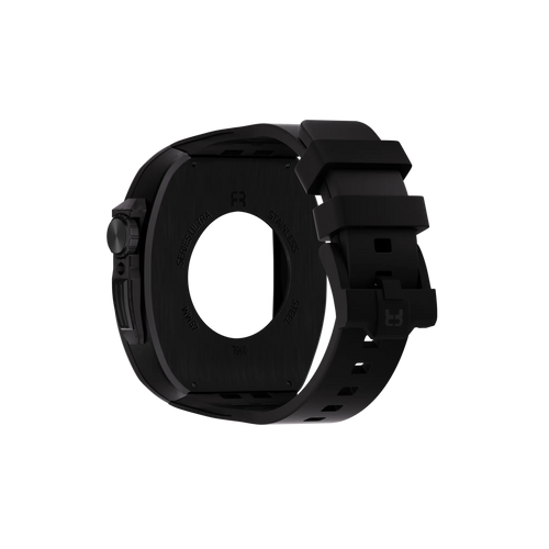 Reqior Boîtier en polymère et acier avec bracelet en caoutchouc Apple Watch 45mm (noir)