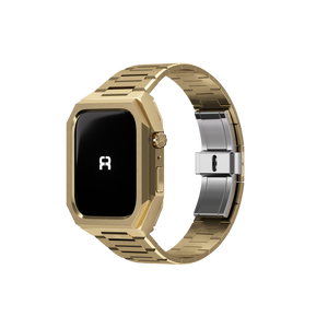 Reqior Apple Watch 45mm Case with Steel Strap 'Nautilus' (Gold)