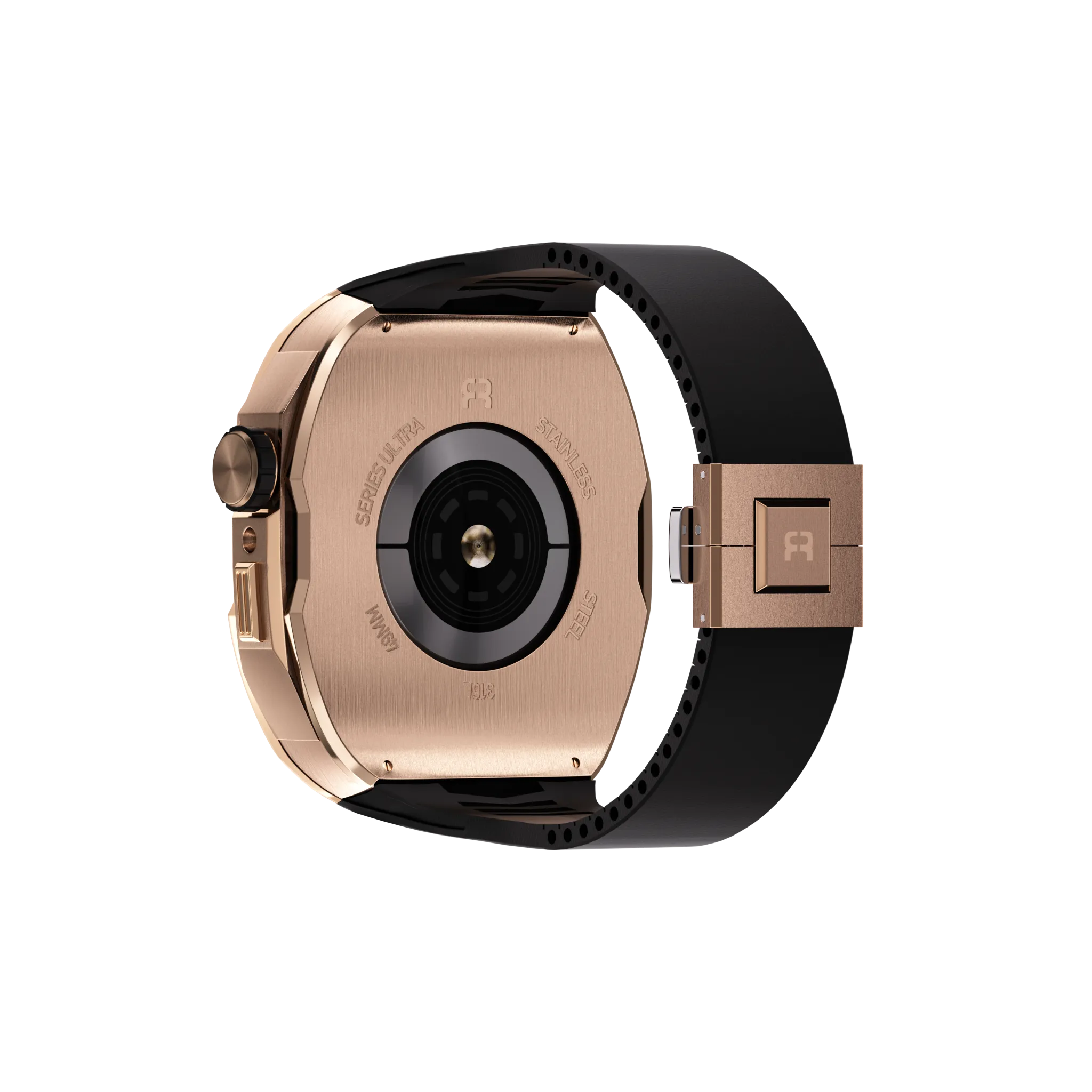 Reqior Boîtier avec bracelet en caoutchouc Apple Watch 45mm (rose or)
