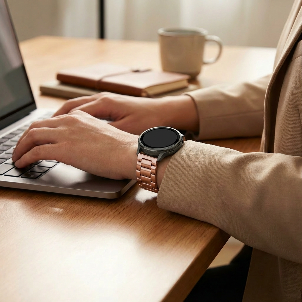 Bandz Garmin Forerunner 645 Steel Strap 'Classic' (Pink)