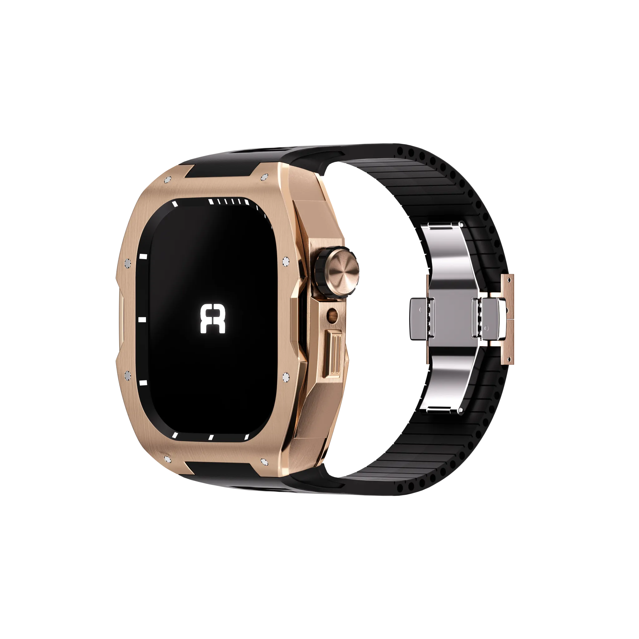 Reqior Boîtier avec bracelet en caoutchouc Apple Watch 45mm (rose or)