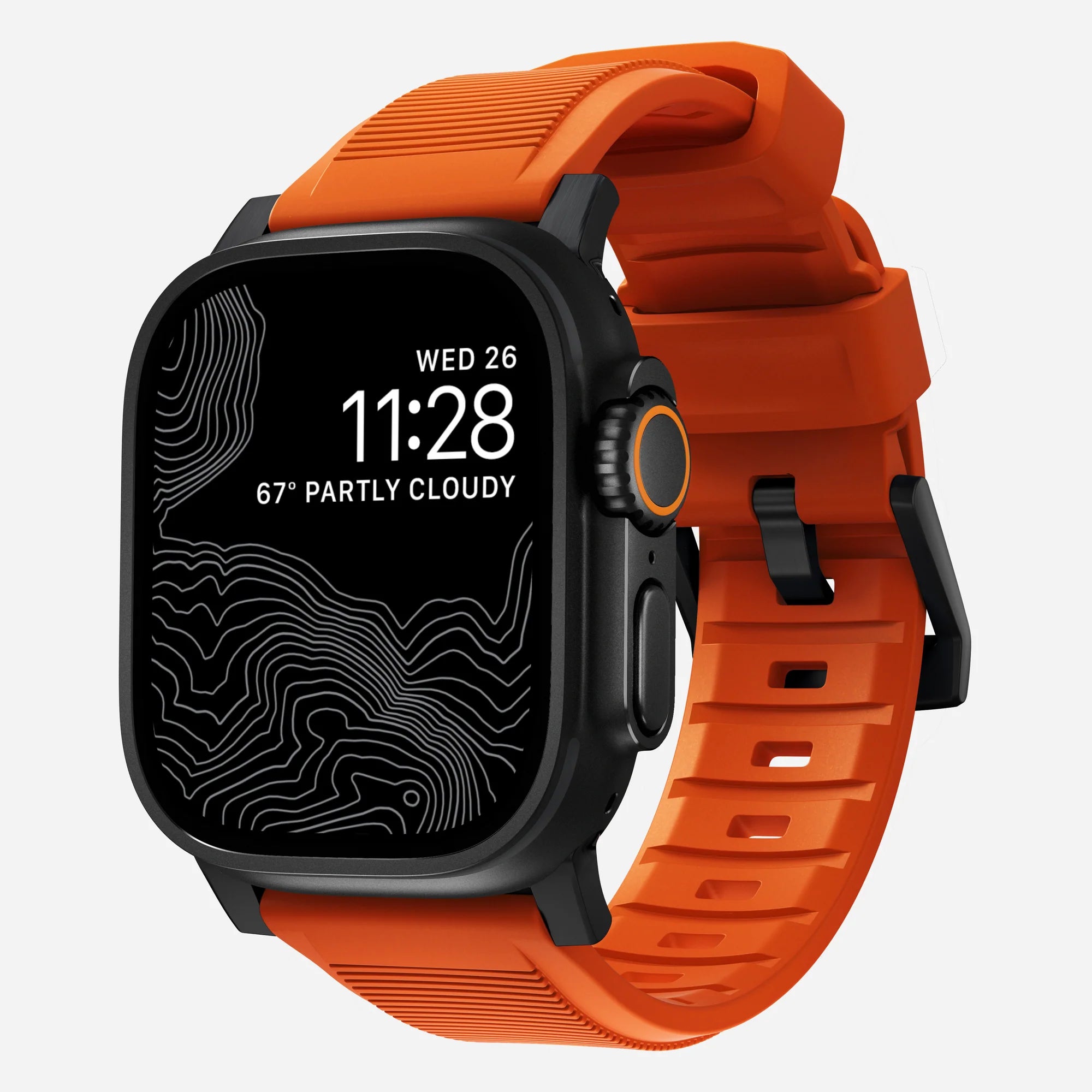 Nomad Bracelet de silicone résistant Apple Watch (noir/ultra orange)