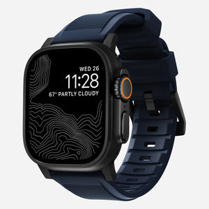 Nomad Bracelet de silicone résistant Apple Watch (noir/bleu atlantique)