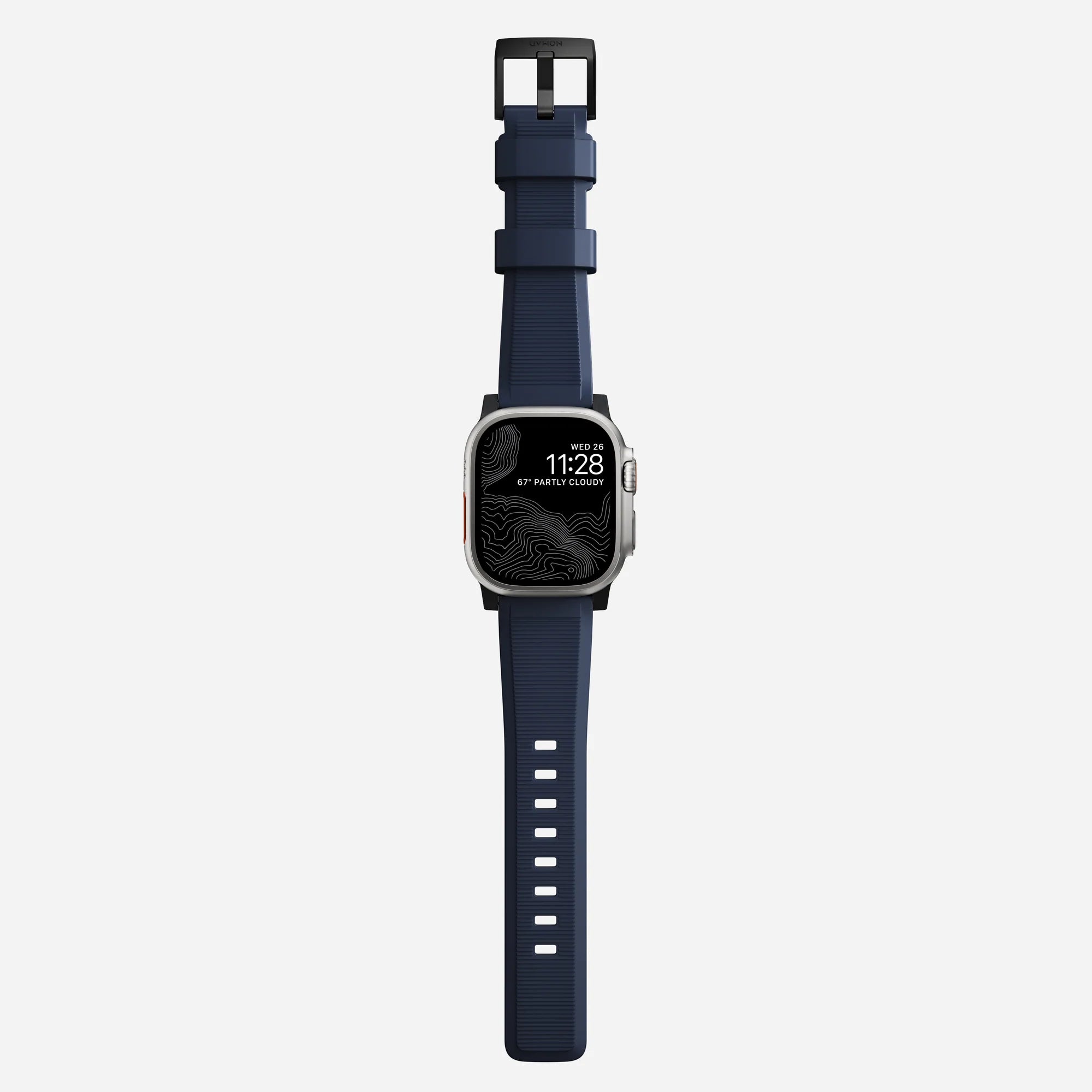 Nomad Rugged Apple Watch Silicone Strap (Black/Atlantic Blue)