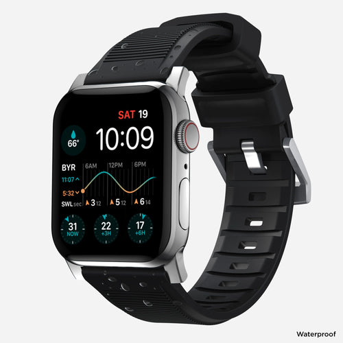 Nomad Bracelet de silicone résistant Apple Watch (noir/argenté)