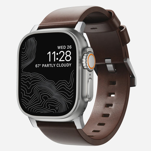 Nomad Bracelet cuir moderna Apple Watch (marron/argenté)