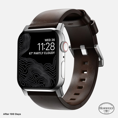 Nomad Bracelet cuir moderna Apple Watch (marron/argenté)