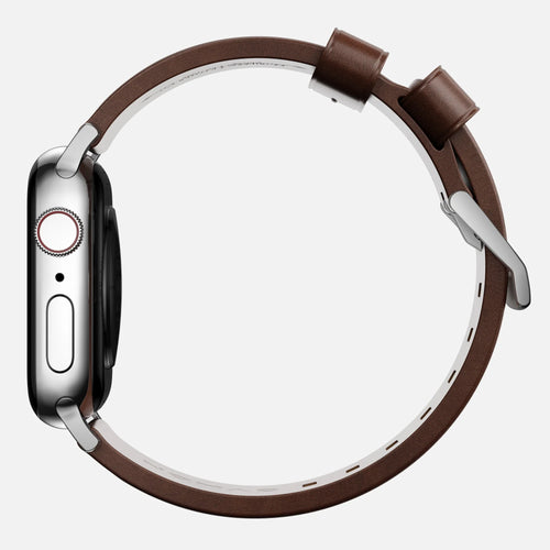 Nomad Bracelet cuir moderna Apple Watch (marron/argenté)