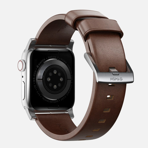 Nomad Bracelet cuir moderna Apple Watch (marron/argenté)