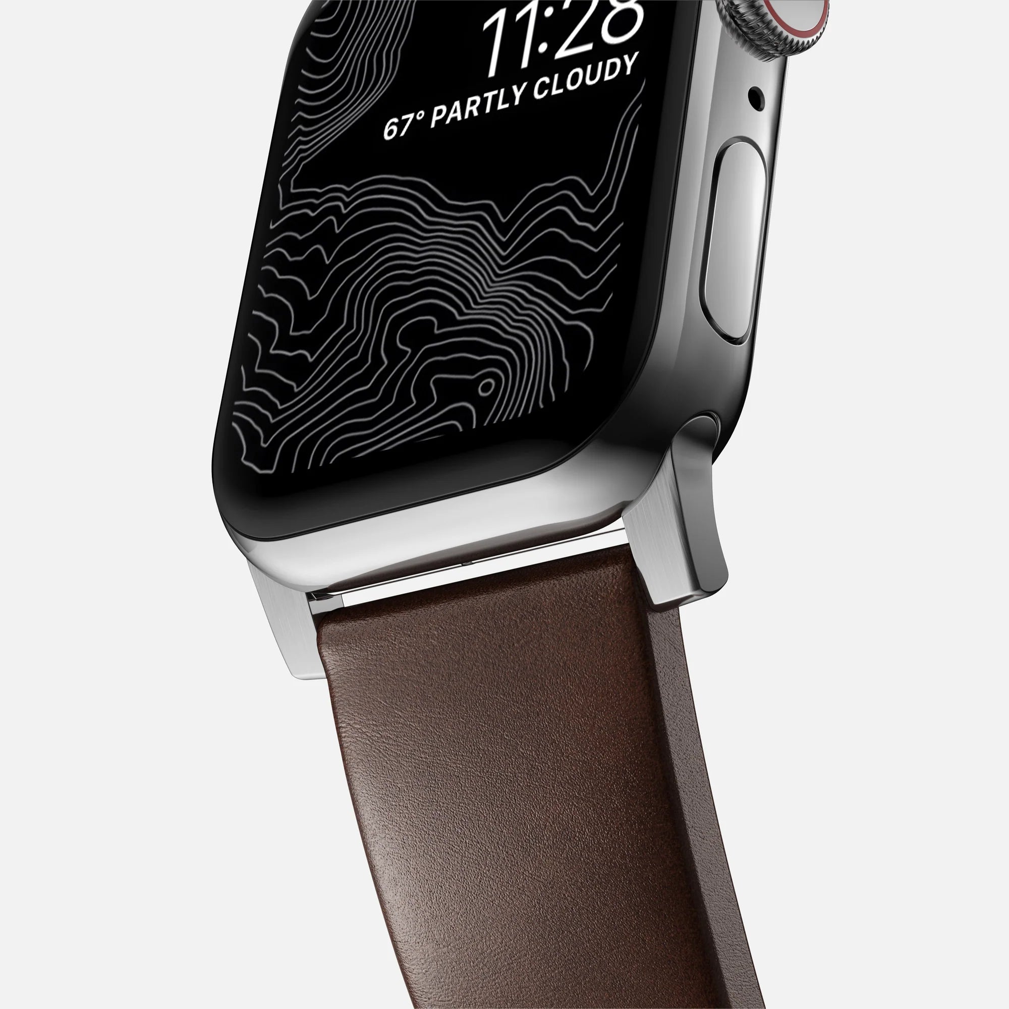 Nomad Modern Apple Watch Leather Strap (Brown/Silver)