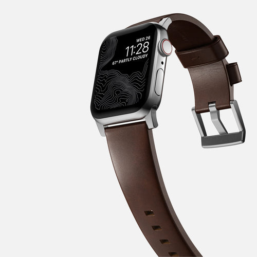 Nomad Bracelet cuir moderna Apple Watch (marron/argenté)