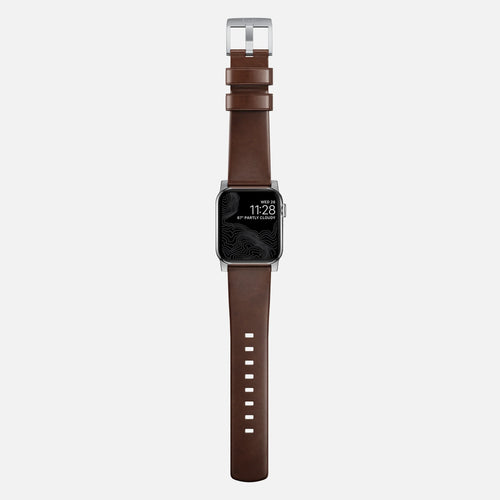 Nomad Bracelet cuir moderna Apple Watch (marron/argenté)
