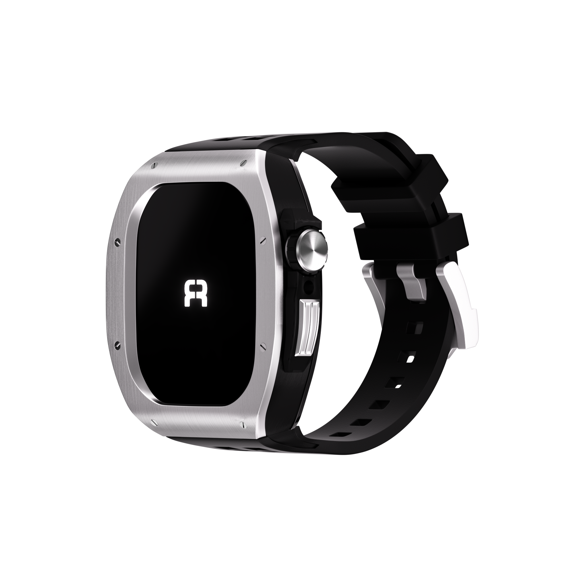 Reqior Boîtier en polymère et acier avec bracelet en caoutchouc Apple Watch 45mm (argent)