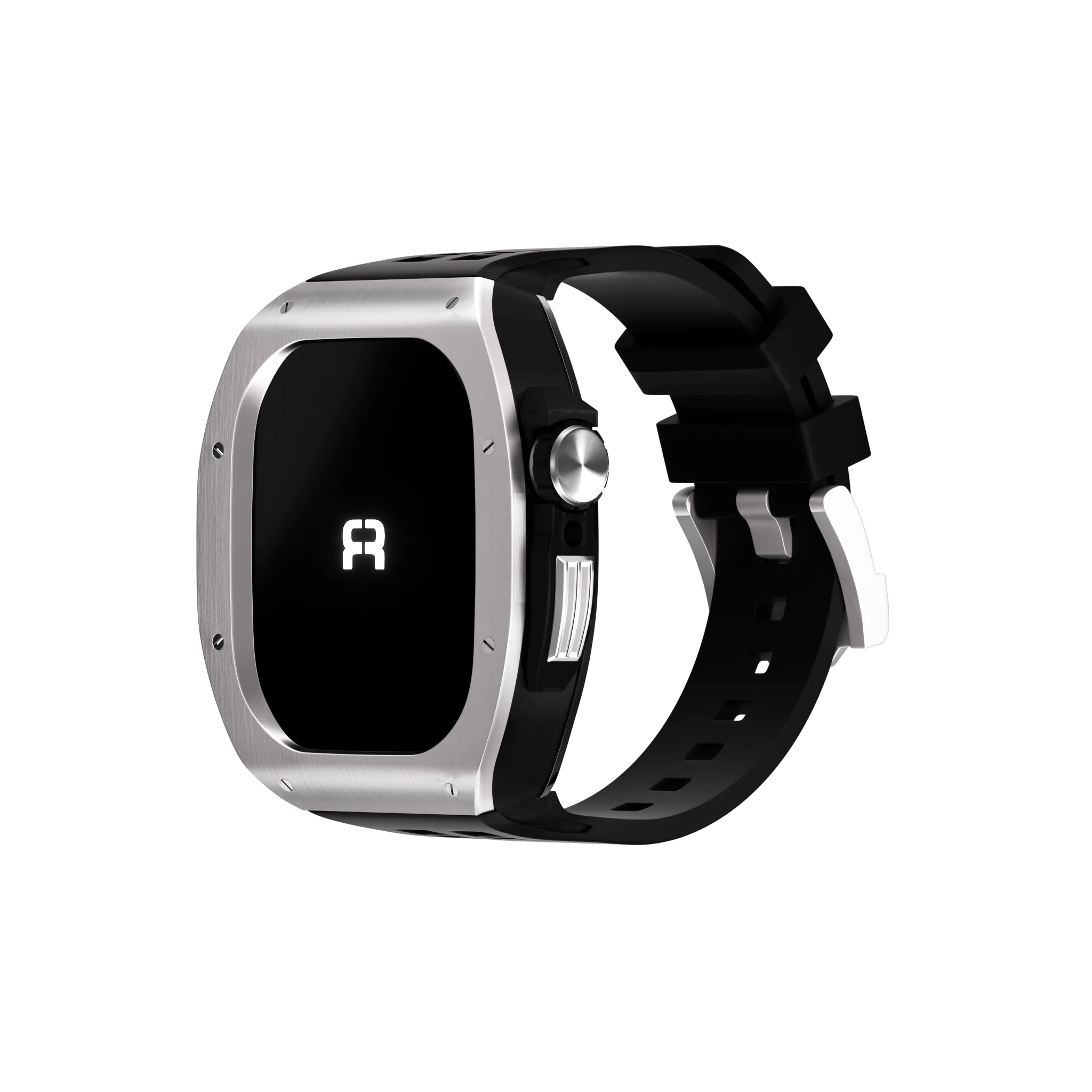 Reqior Apple Watch 45mm Polymer and Metal Case with Rubber Strap (Silver)