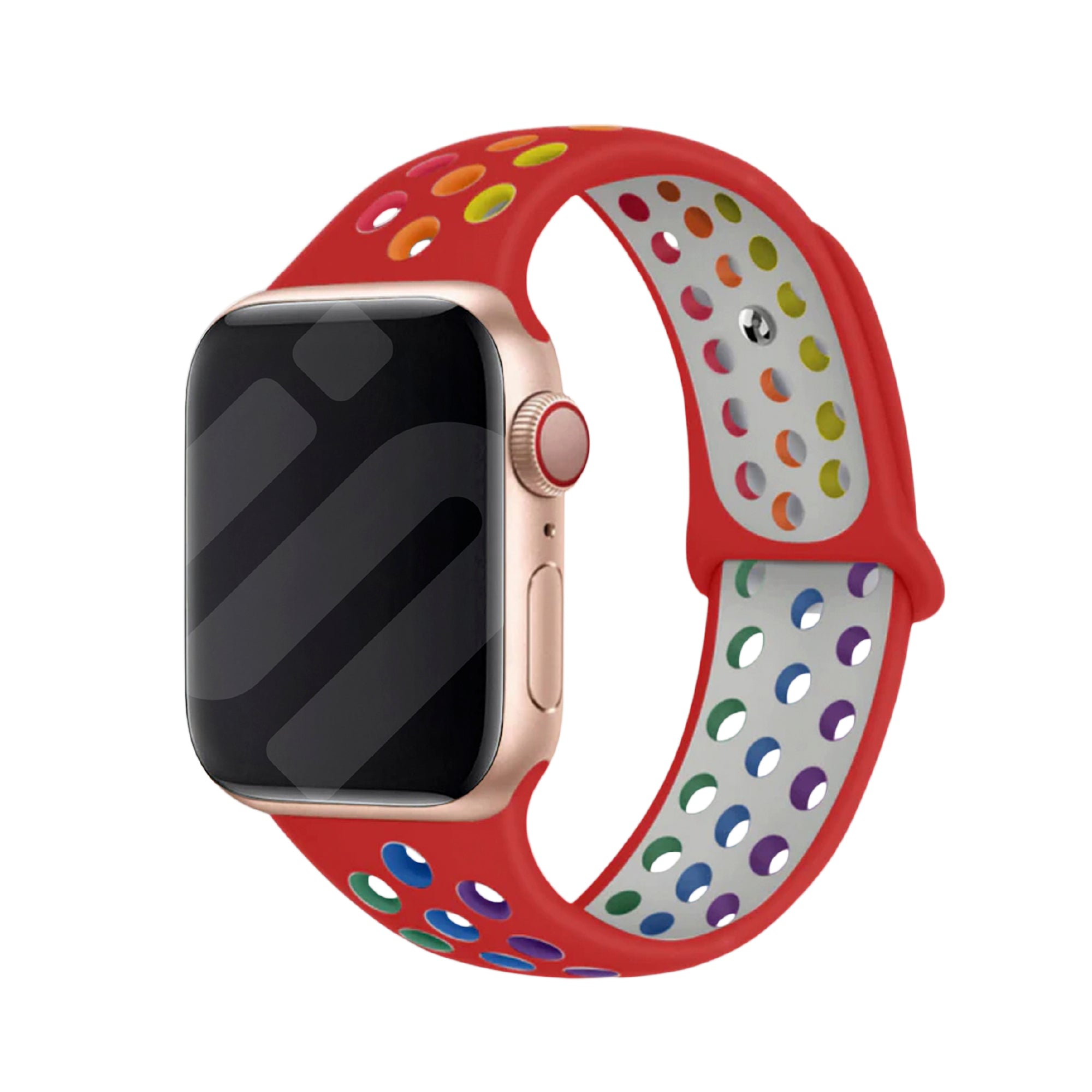 Apple Watch Sport Strap (Red/Rainbow)