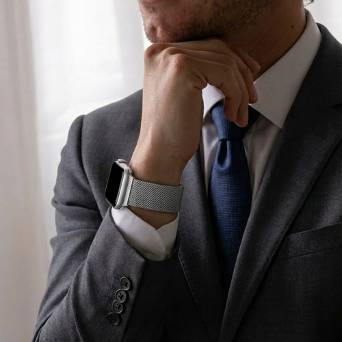 Bracelet milanais pour Apple Watch avec boucle (argent)