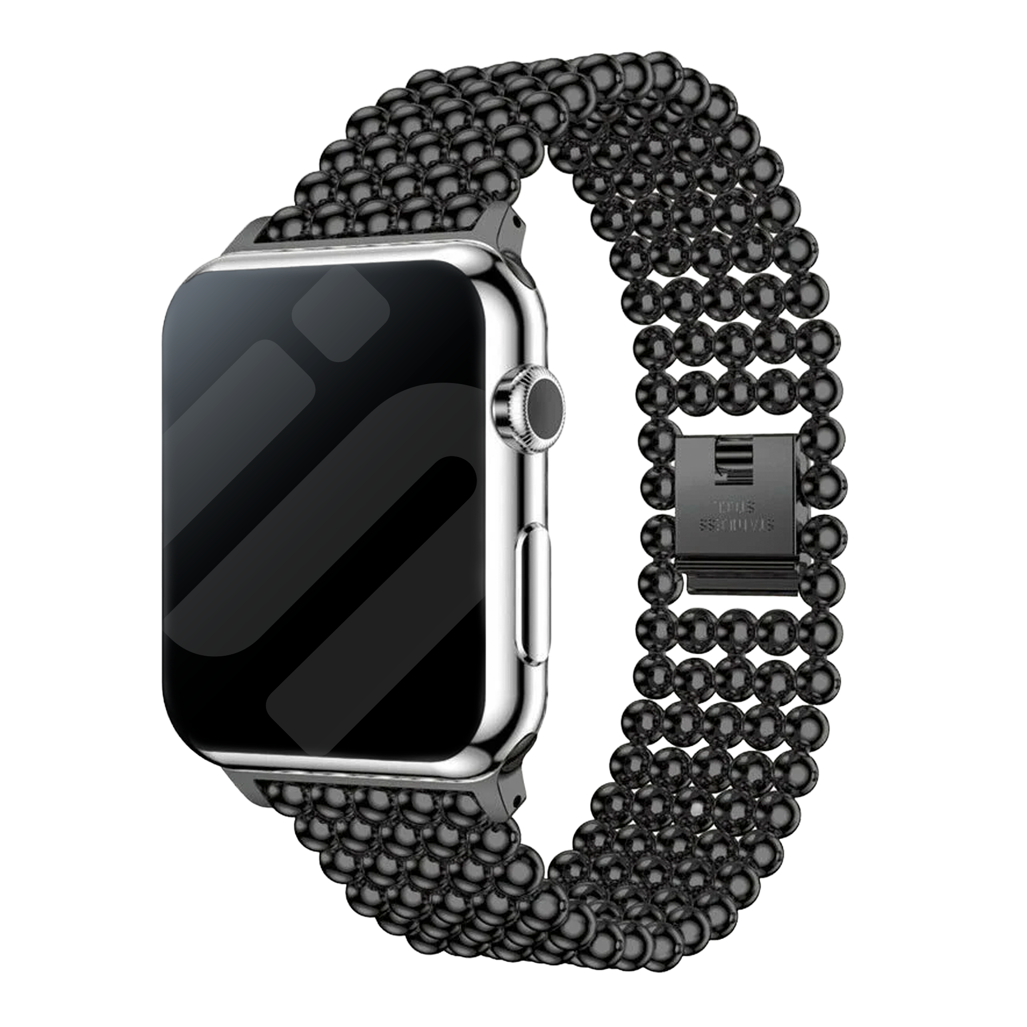 Bracelet perles acier Apple Watch (noir)