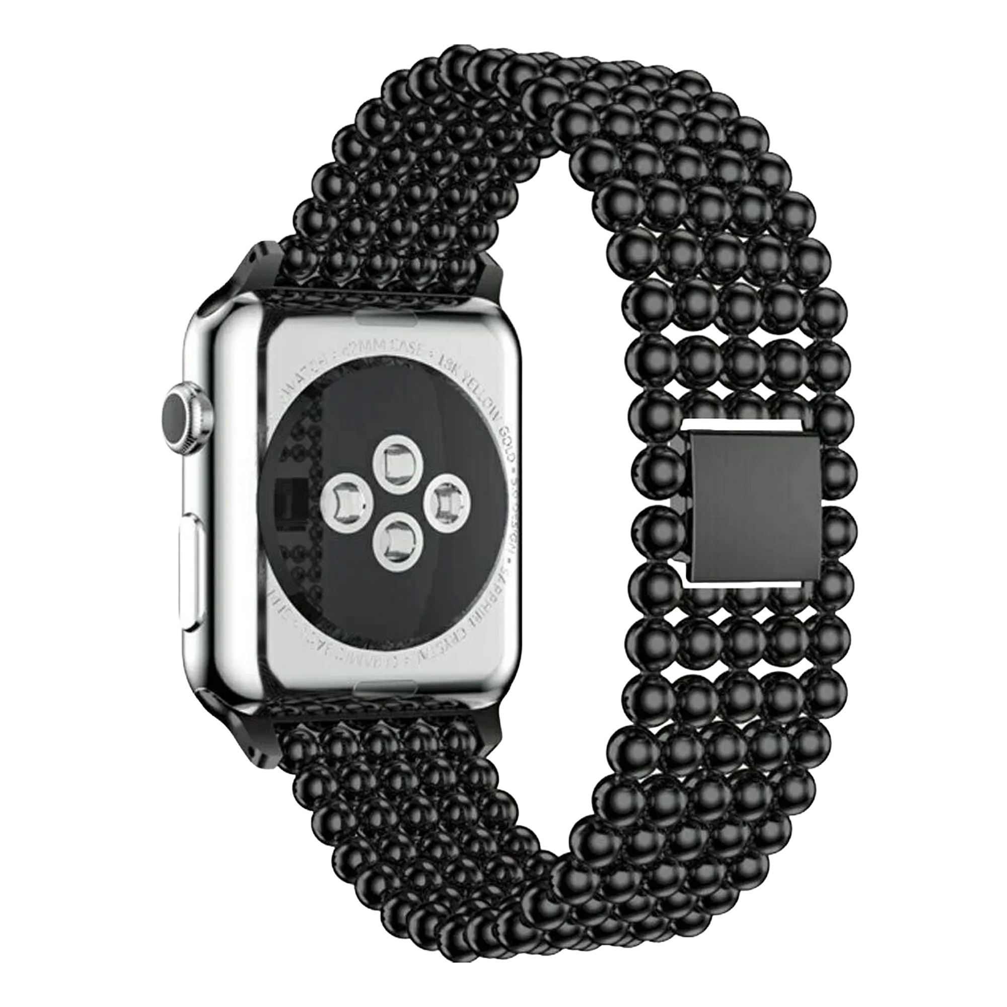 Bracelet perles acier Apple Watch (noir)