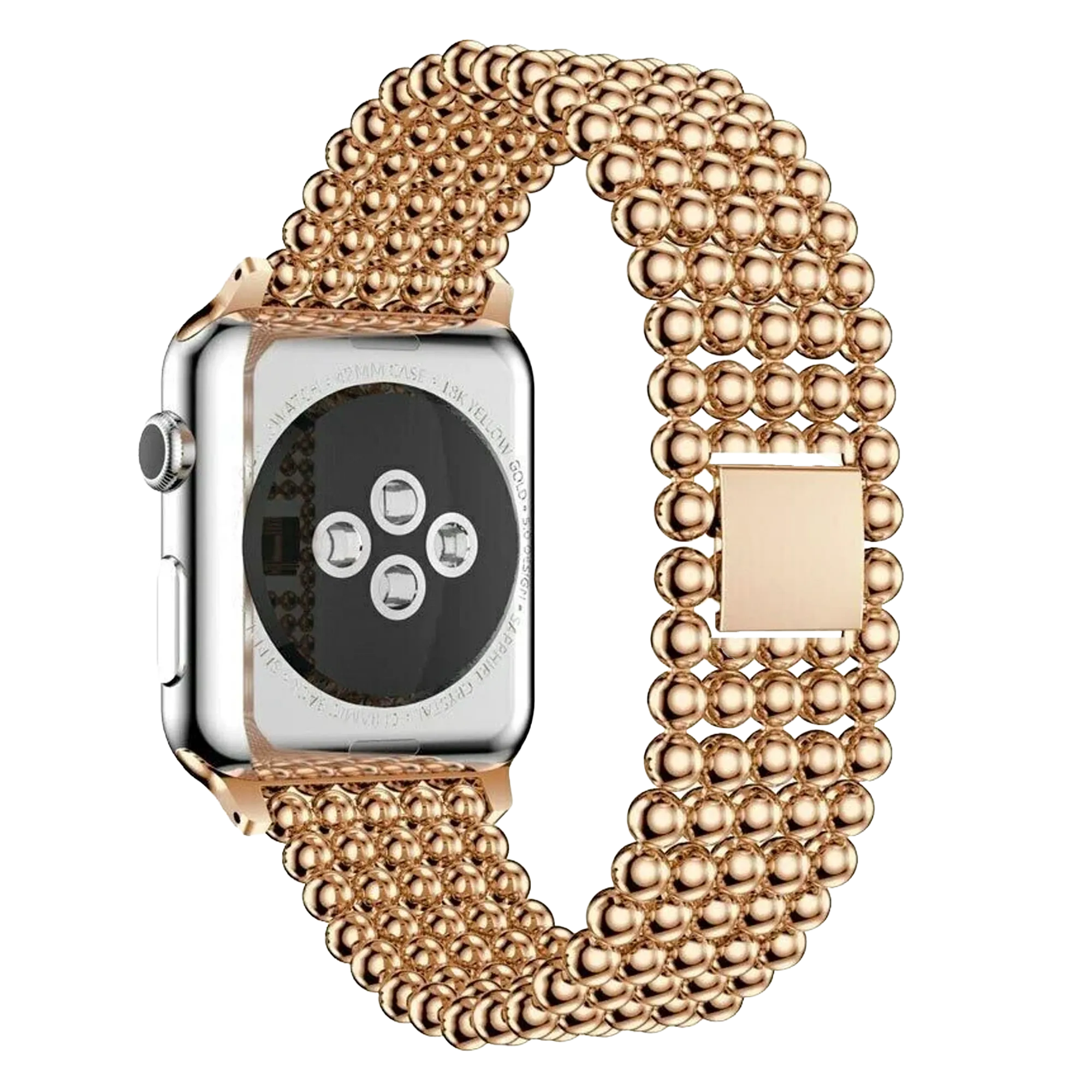 Bracelet perles acier Apple Watch (or rose)