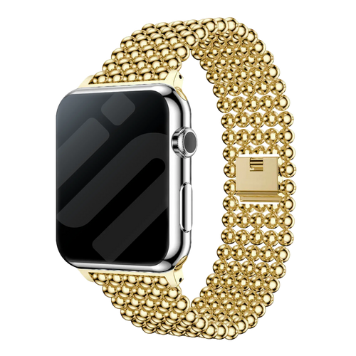 Bracelet perles acier Apple Watch (or)