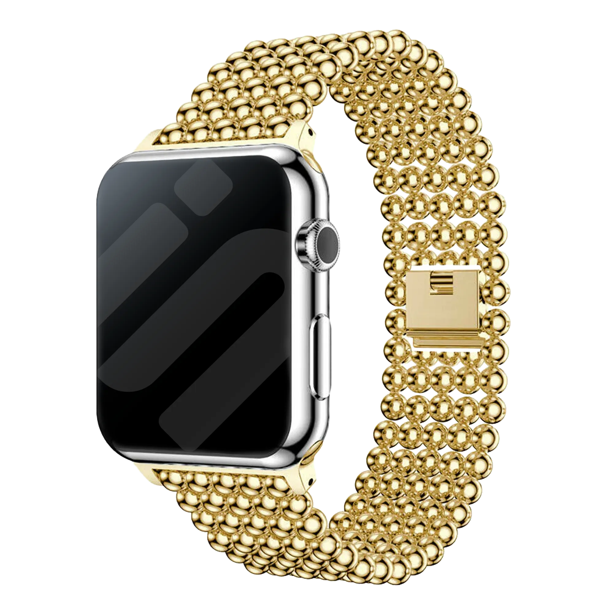 Bracelet perles acier Apple Watch (or)