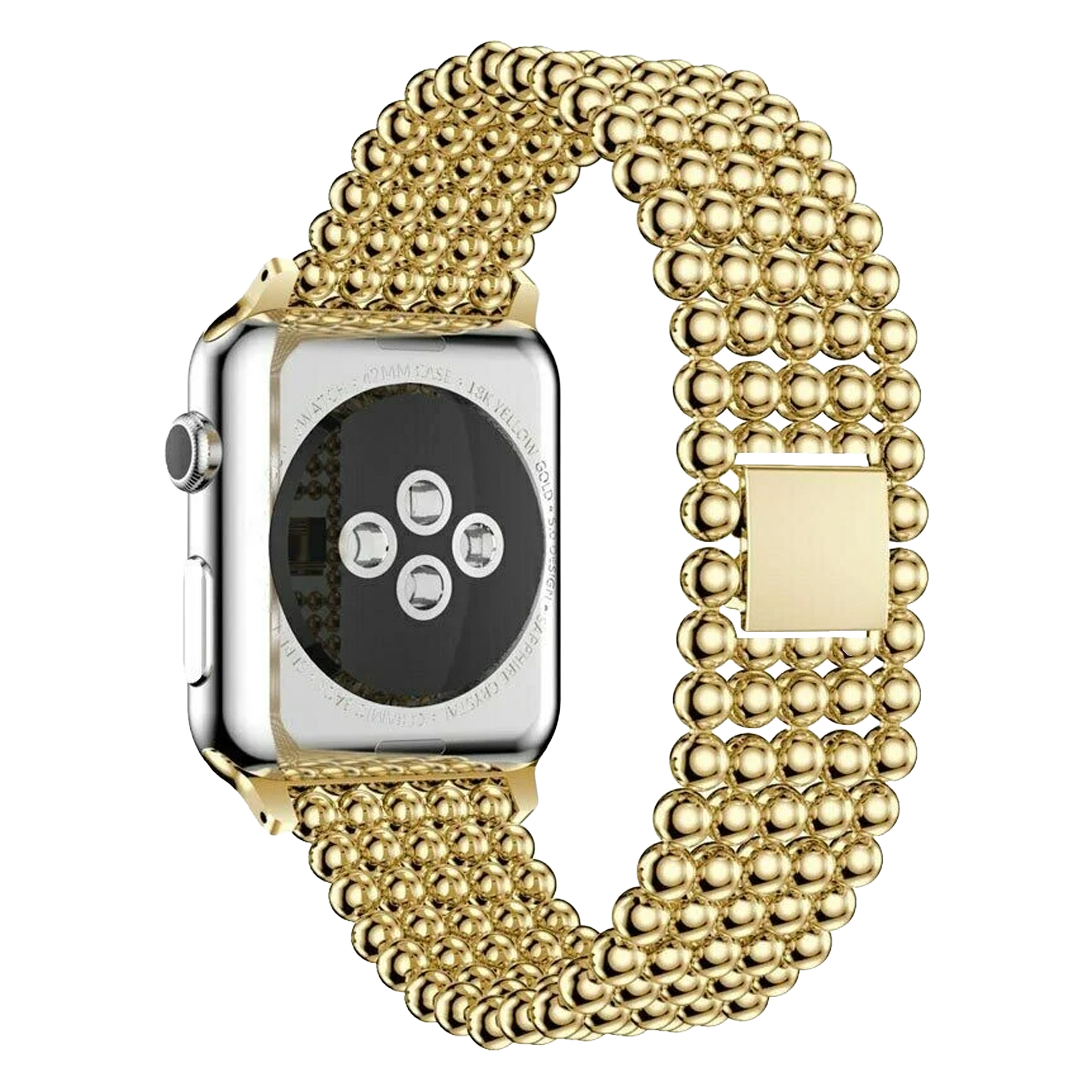 Bracelet perles acier Apple Watch (or)