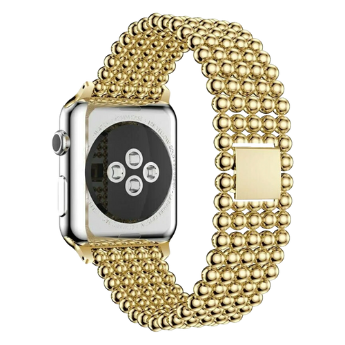 Bracelet perles acier Apple Watch (or)