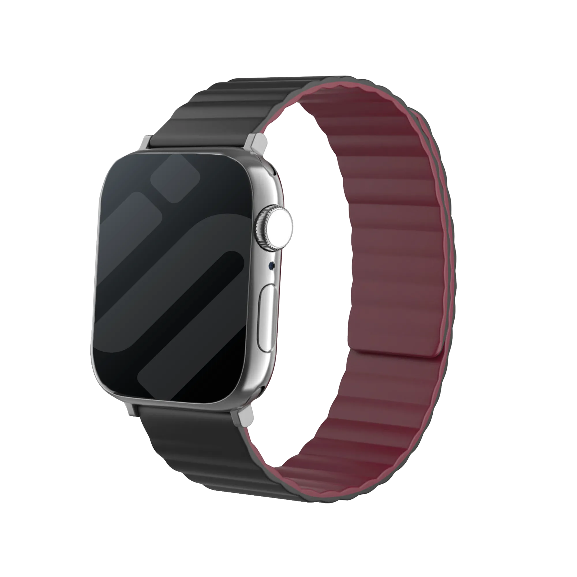 Bracelet silicone magnétique Apple Watch (noir/rouge)