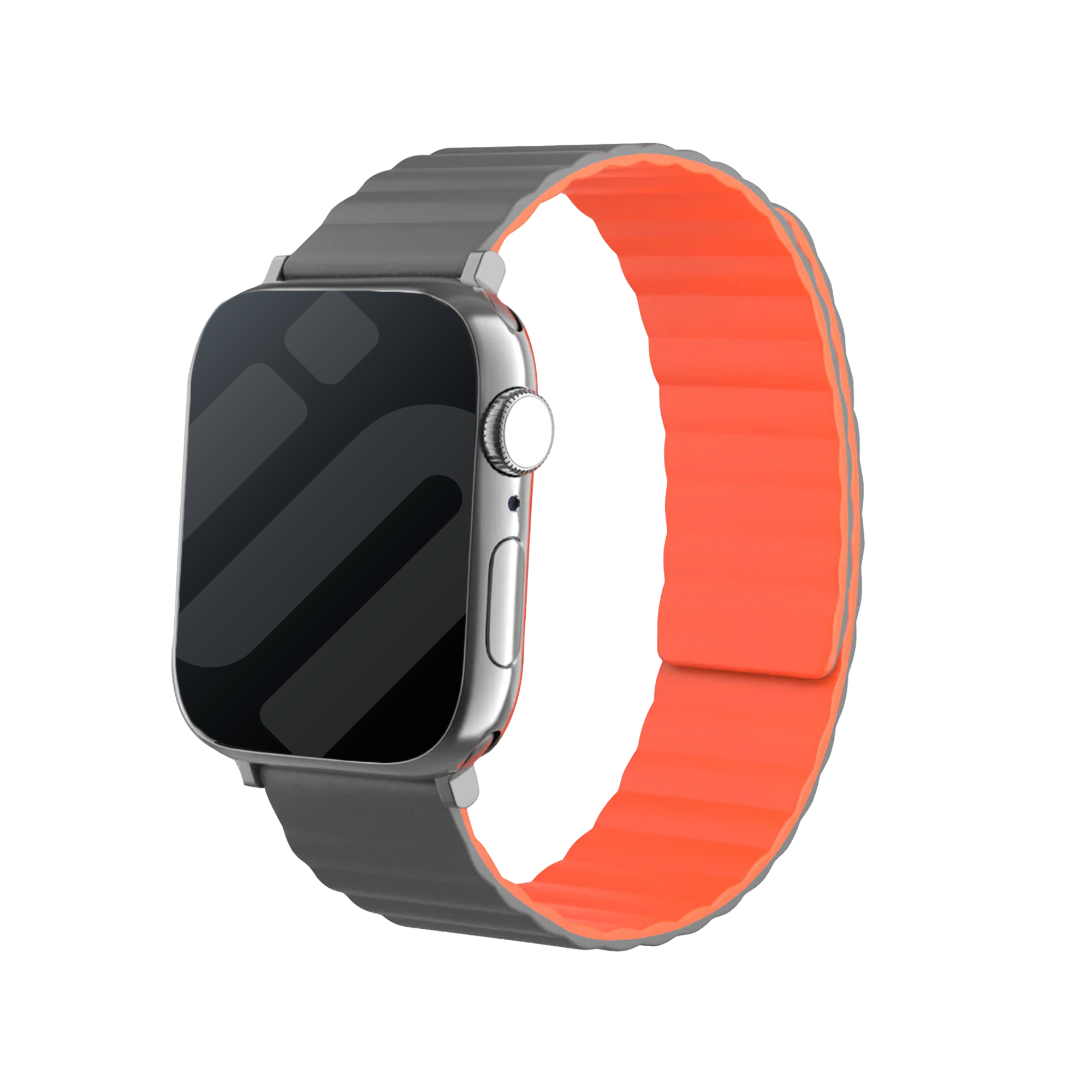 Apple Watch Magnetic Silicone Strap (Grey/Orange)