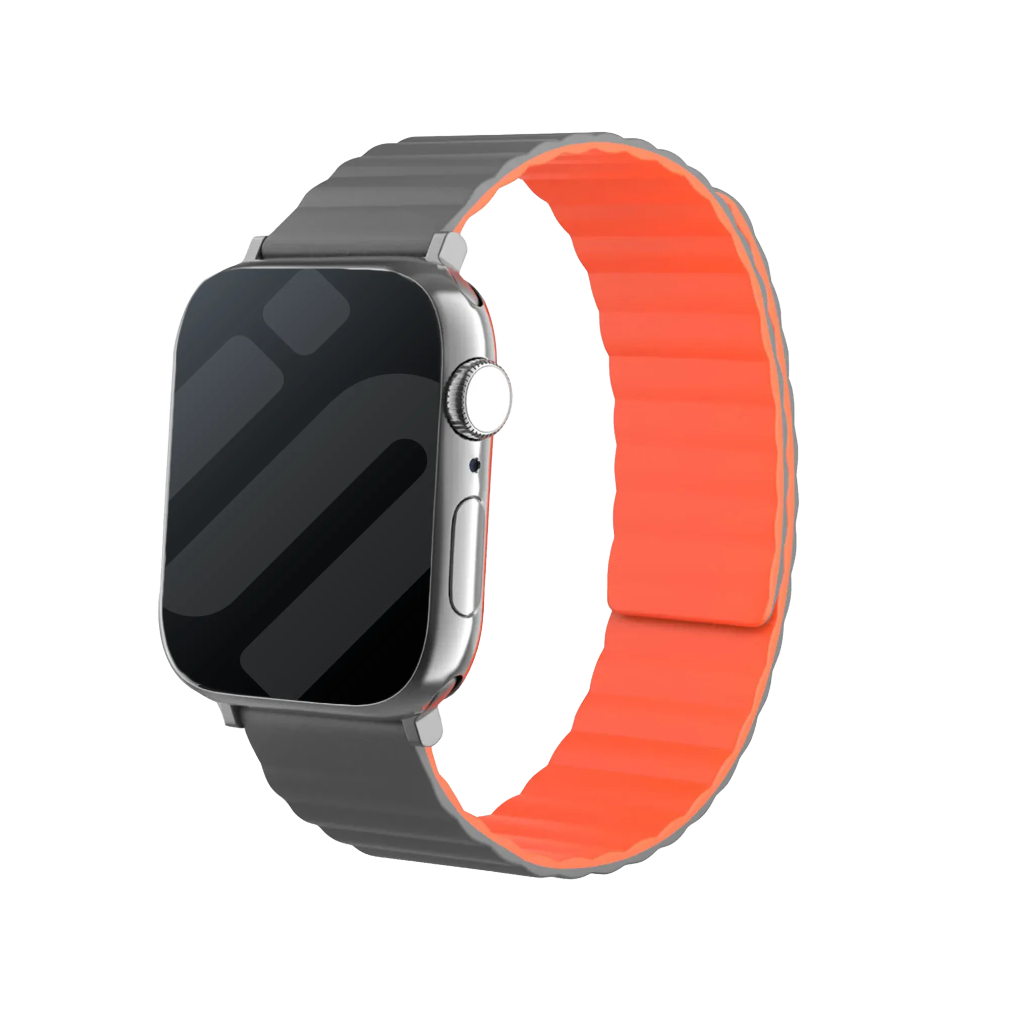 Bracelet silicone magnétique Apple Watch (gris/orange)