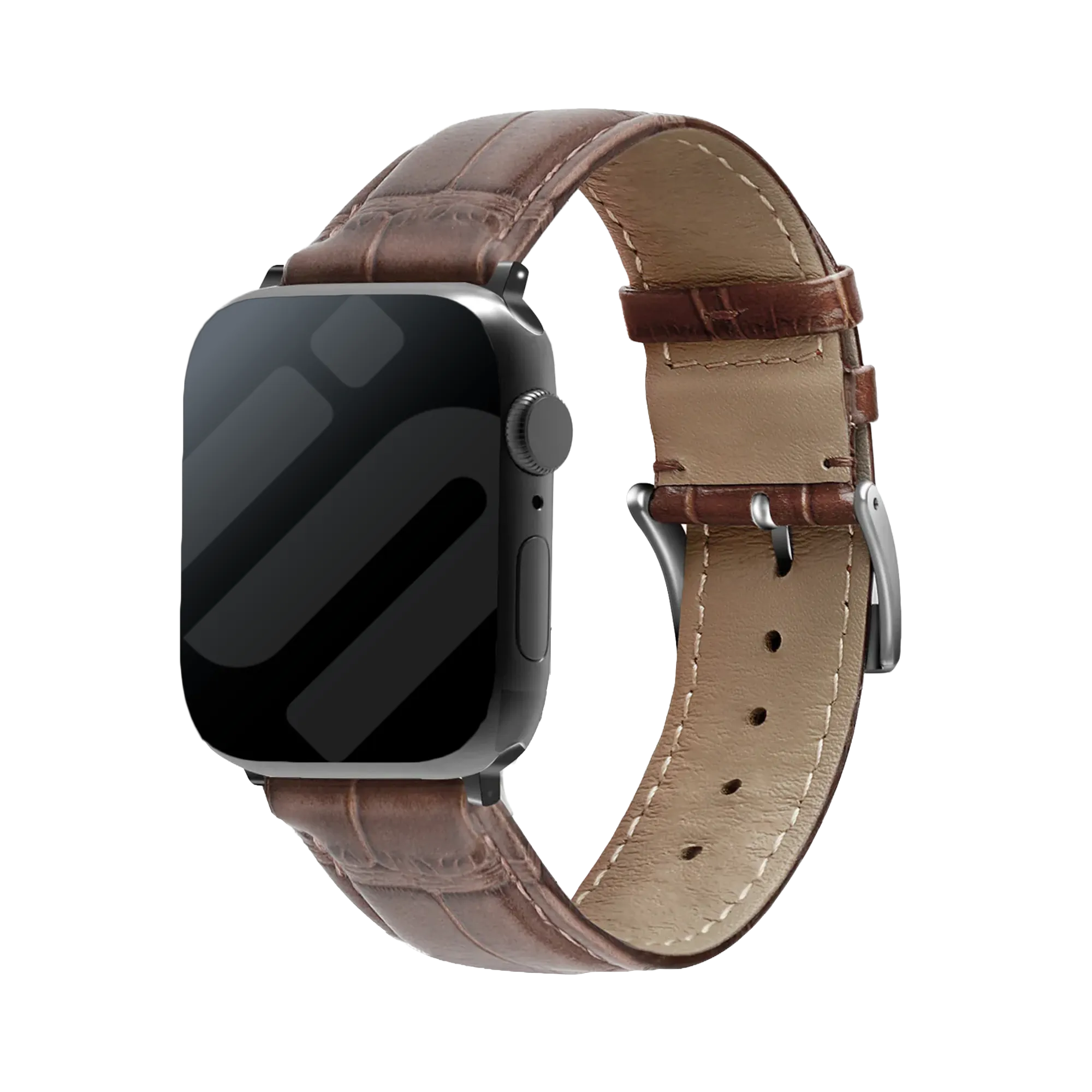 Bracelet cuir motif crocodile Apple Watch 38/40/41/42mm (brun)