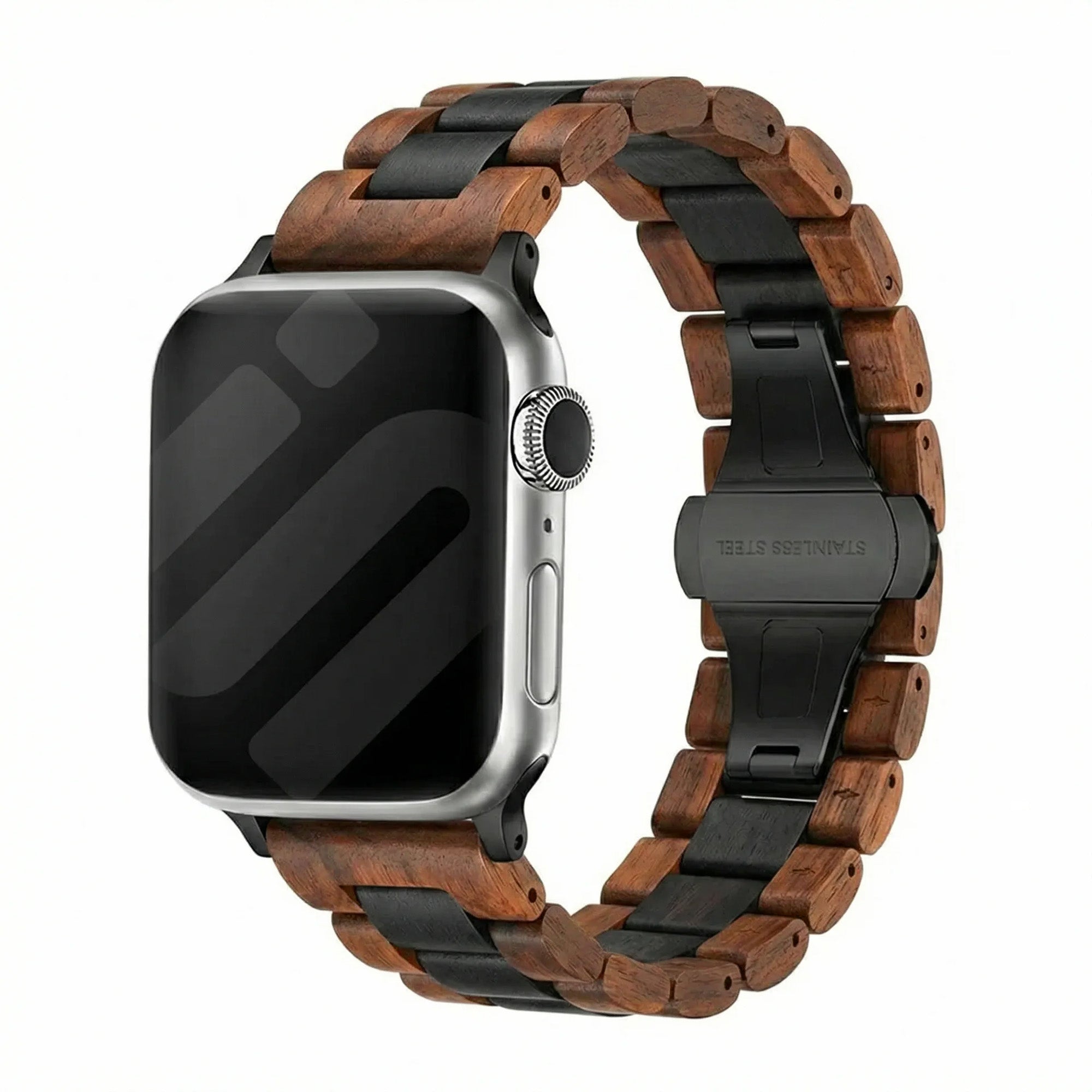 Bracelet bois Apple Watch Ultra (marron rouge/noir)
