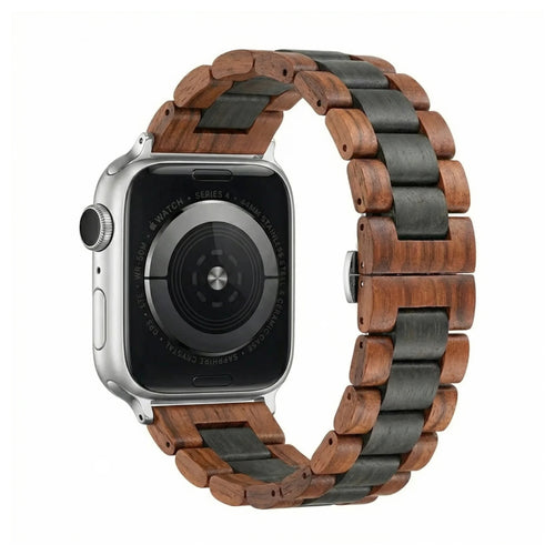Bracelet bois Apple Watch Ultra (marron rouge/noir)