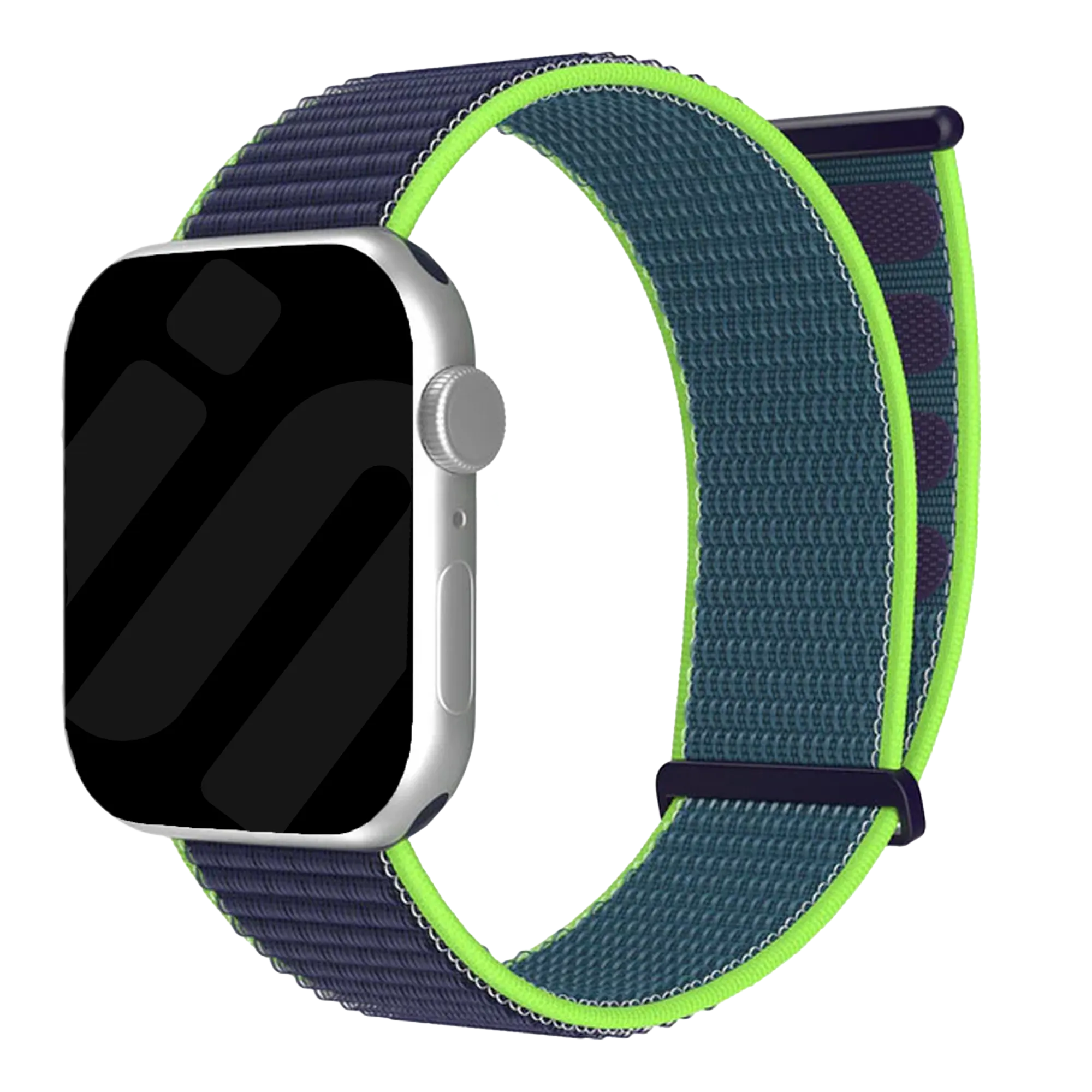 Bracelet Apple Watch nylon (bleu foncé/citron vert)