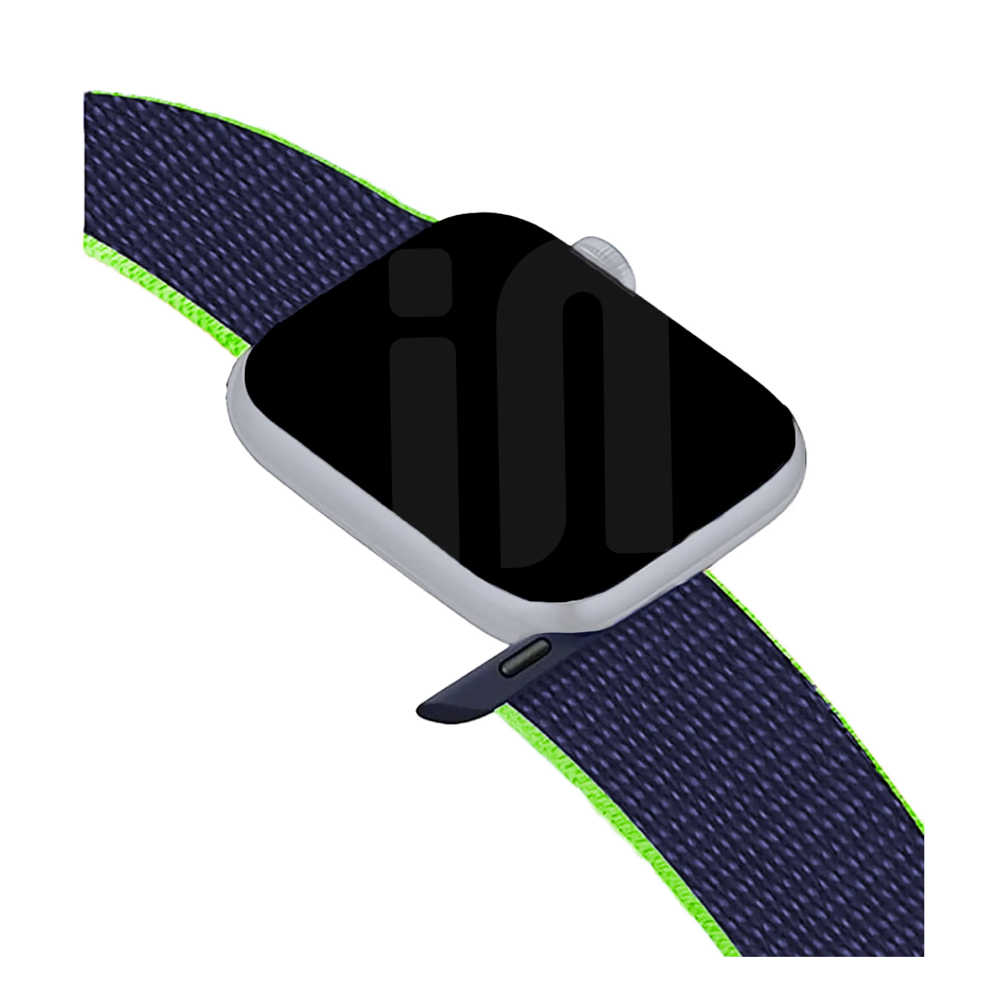 Bracelet Apple Watch nylon (bleu foncé/citron vert)
