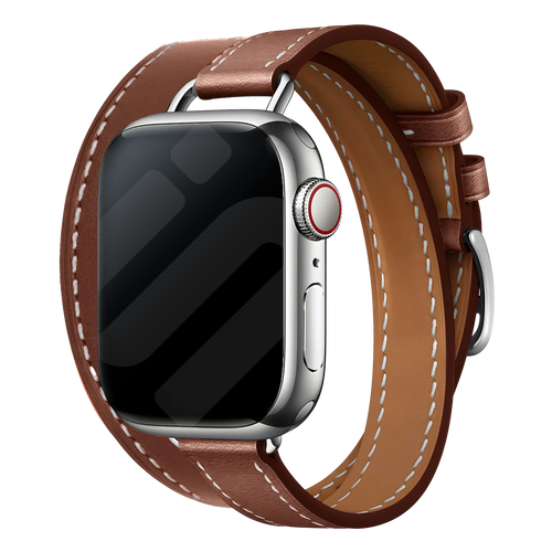 Bracelet cuir Double Tour Apple Watch (marron)