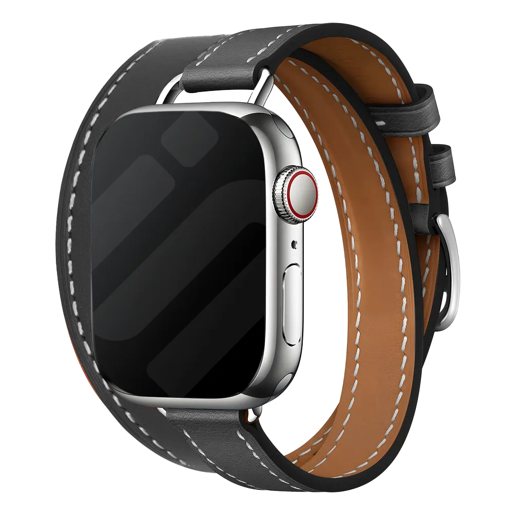 Bracelet cuir Double Tour Apple Watch (noir)