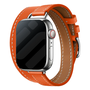 Bracelet cuir Double Tour Apple Watch (orange)