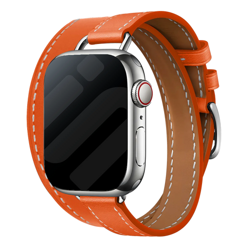 Bracelet cuir Double Tour Apple Watch (orange)