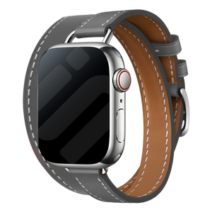 Bracelet cuir Double Tour Apple Watch (gris)